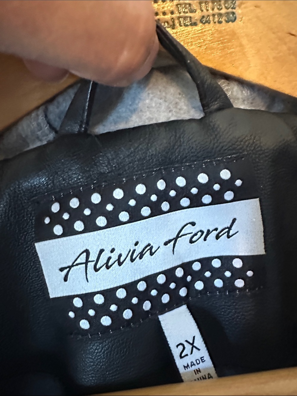Aliva Ford Black Faux Leather Jacket with Gray Hood Women's Size 2X - Picture 4 of 5